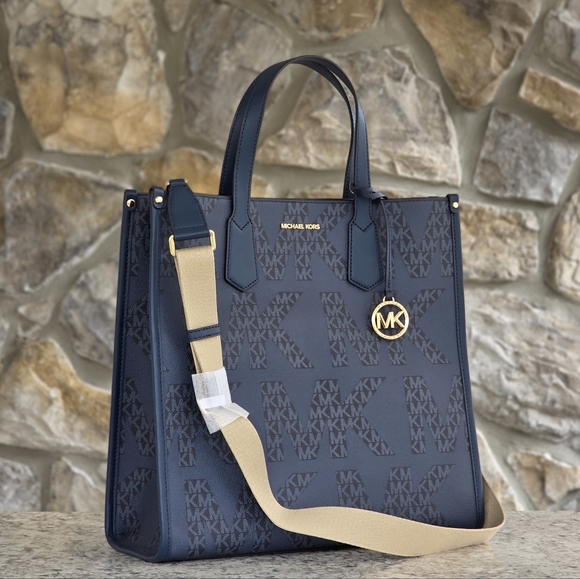Michael Kors Handbags - Michael Kors Maple Logo Large Blue Tote